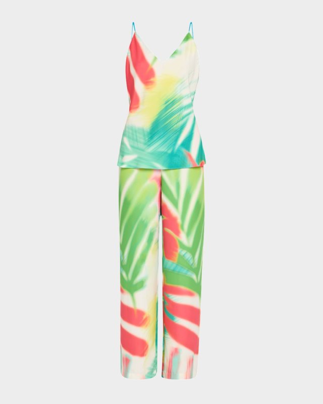 Usami Botanical-Print Charmeuse Pajama Set